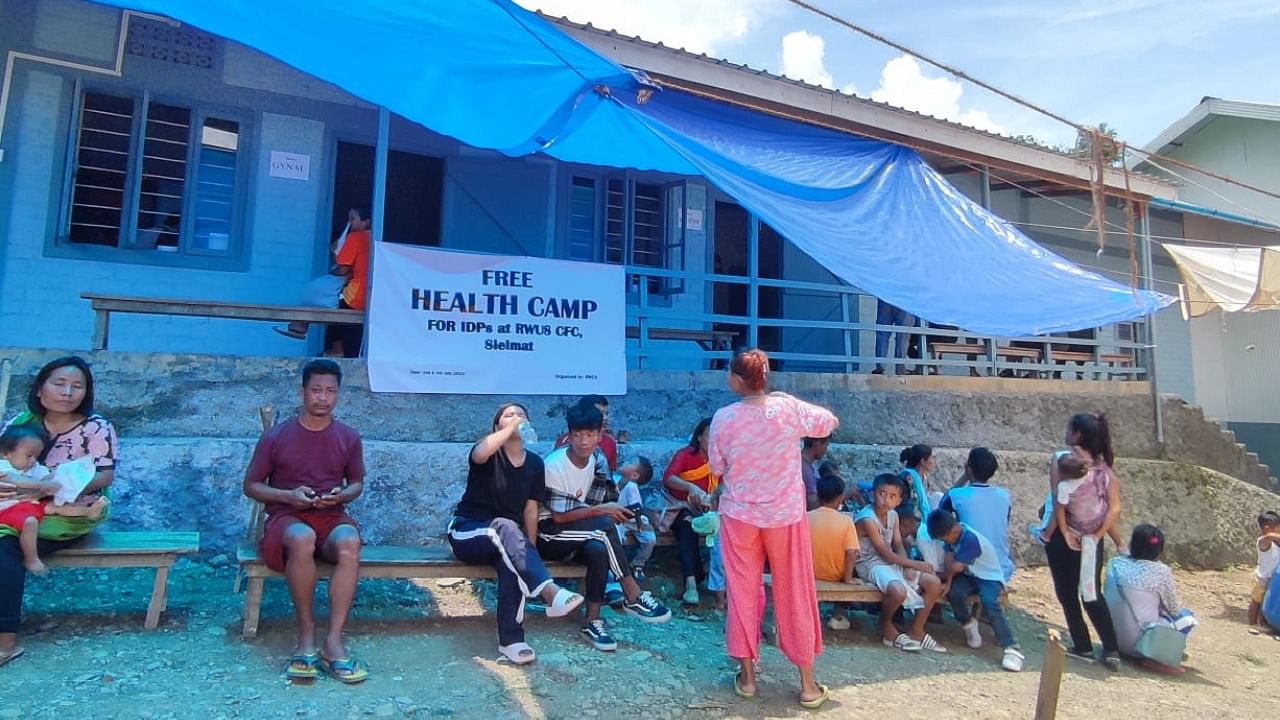 Inmates in a relief camp in Churachandpur district. Photo credit: Special arrangement