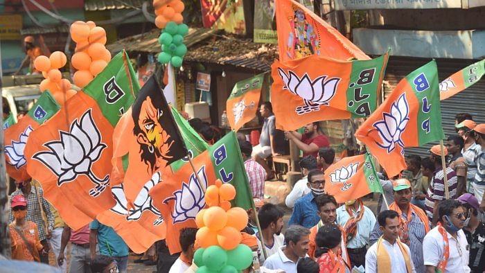 BJP flags. Credit: PTI Photo