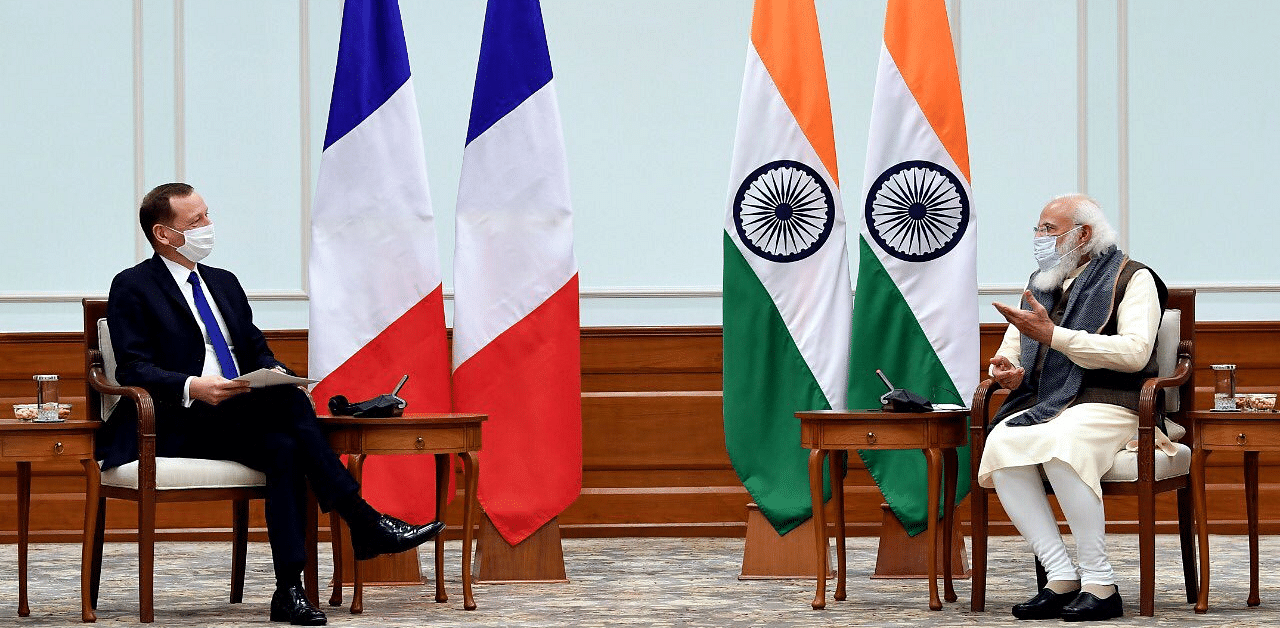 Emmanuel Bonne, Diplomatic Advisor to the President of France and PM Narendra Modi. Credit: Twitter/@MEAIndia