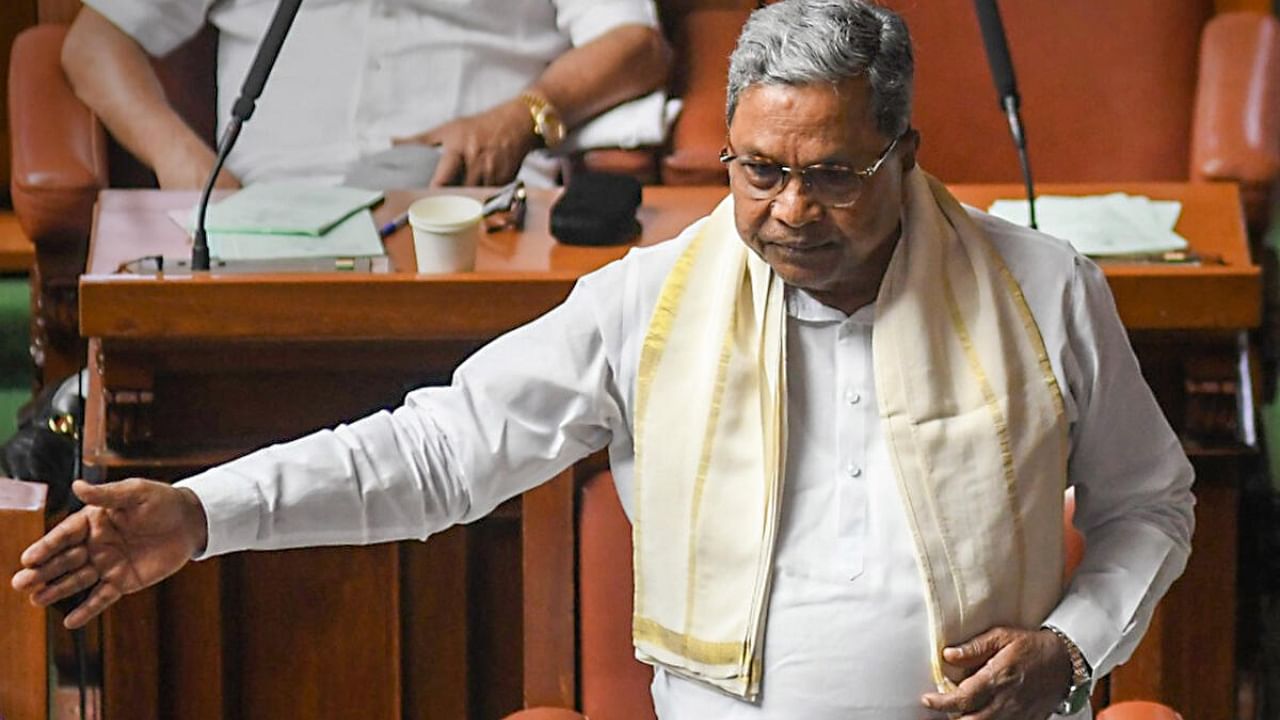 Karnataka CM Siddaramaiah presents the 2023-24 Budget. Credit: PTI Photo