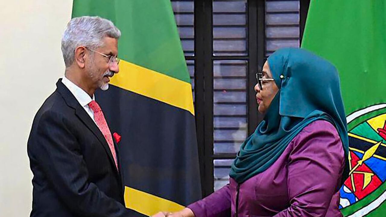 External Affairs Minister S. Jaishankar meets President of Tanzania Samia Hassan, in Tanzania. Credit: PTI Photo