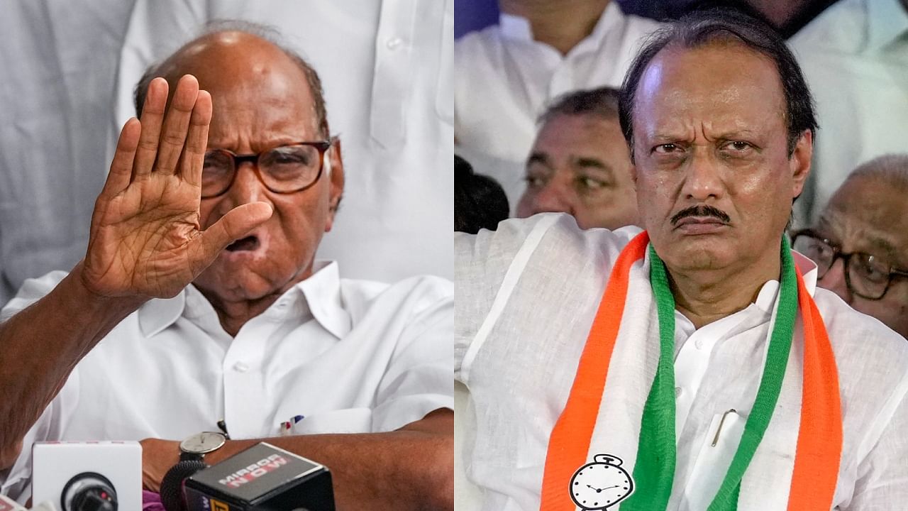 NCP chief Sharad Pawar (L) and Ajit Pawar. Credit: PTI Photos