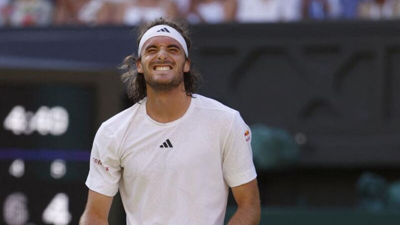  Greece’s Stefanos Tsitsipas celebrates winning his second round match against Britain’s Andy Murray. Credit: Reuters Photo