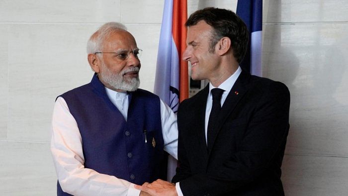 PM Modi and France's Emmanuel Macron at a G20 summit in Indonesia last year. Credit: Reuters Photo