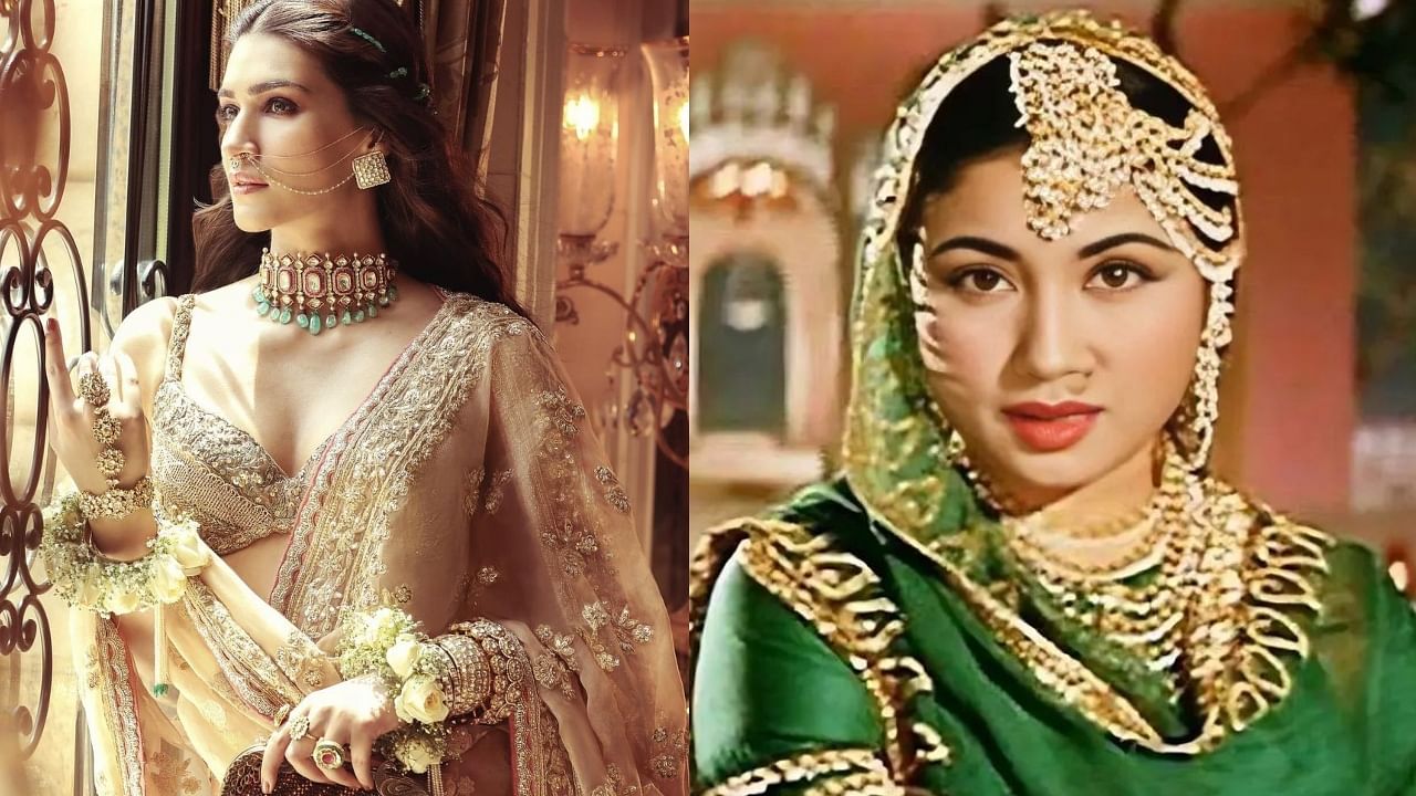 A collage of Bollywood actors Kriti Sanon and Meena Kumari. Credit: Special Arrangement