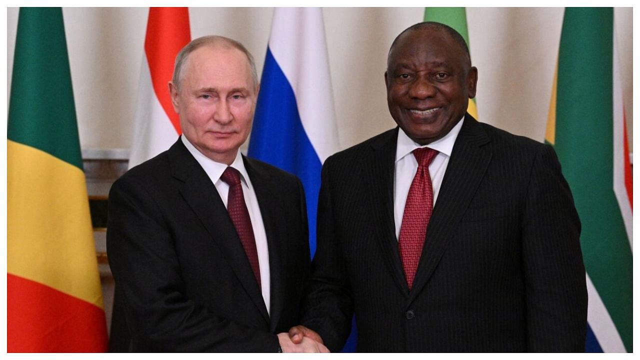 Russian President Vladimir Putin and South African President Cyril Ramaphosa. Credit: Reuters File Photo