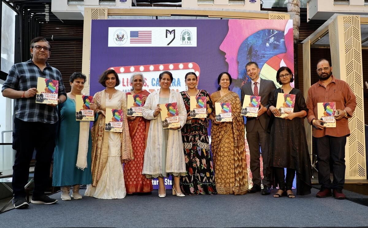 Actor Vidya Balan, actor and filmmaker Nandita Das, film producer and two-time Academy Award winner Guneet Monga Kapoor  released the report ‘Lights, Camera, and Time for Action: Recasting a  Gender Equality Compliant Bollywood’ in Mumbai recently.  PIC BY SPECIAL ARRANGEMENT