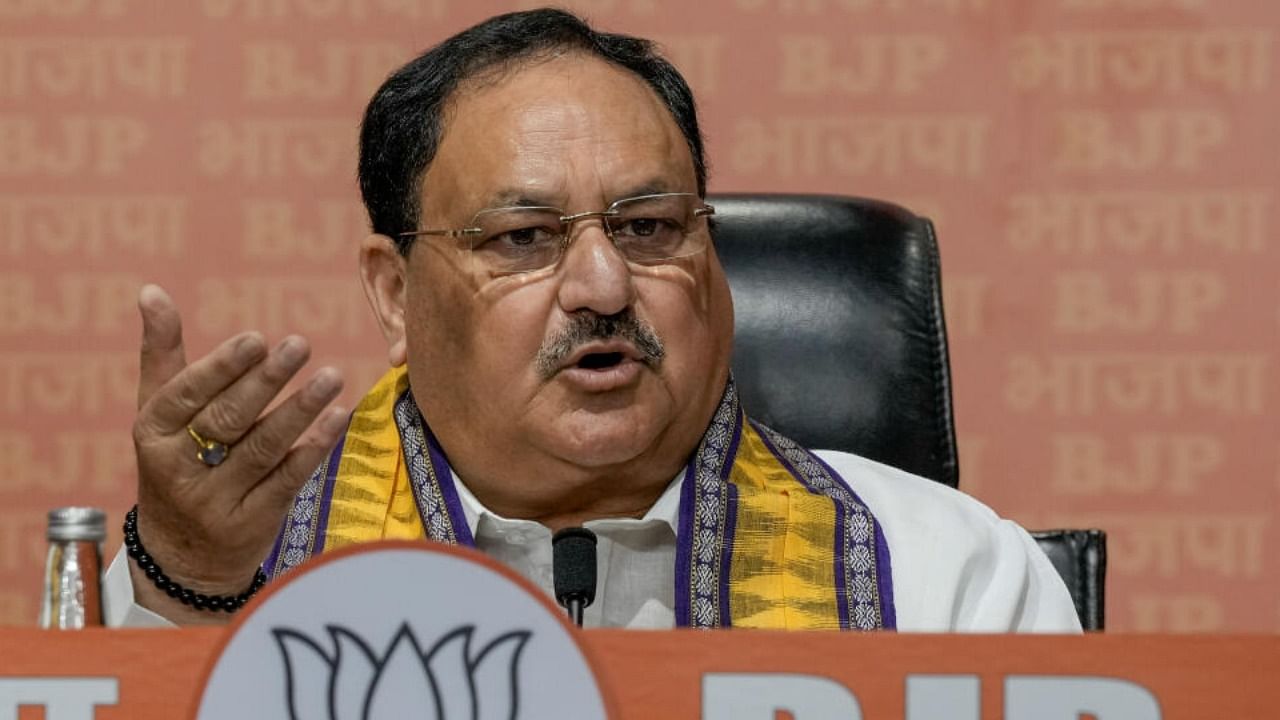 Bharatiya Janata Party (BJP) National President JP Nadda addresses a press conference at BJP HQ, in New Delhi, Monday, July 17, 2023. Credit: PTI Photo