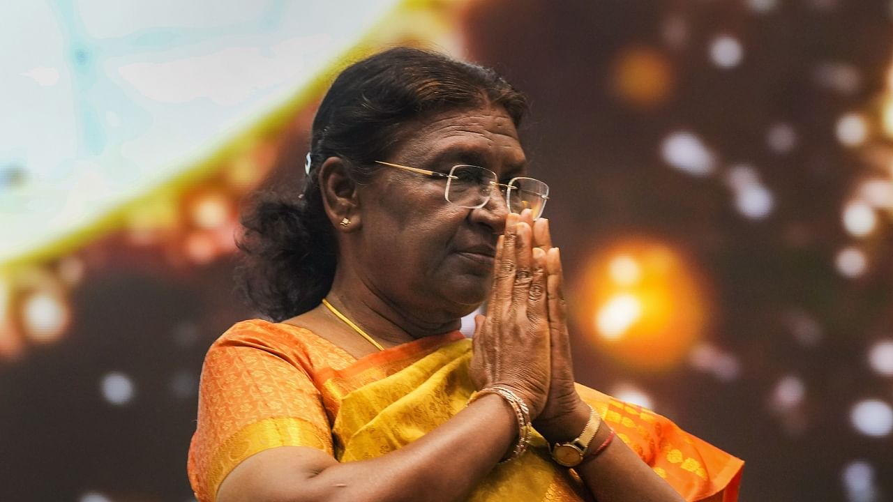 President Droupadi Murmu during the 'Bhoomi Samman 2023' awards, in New Delhi, Tuesday, July 18, 2023. Credit: PTI Photo