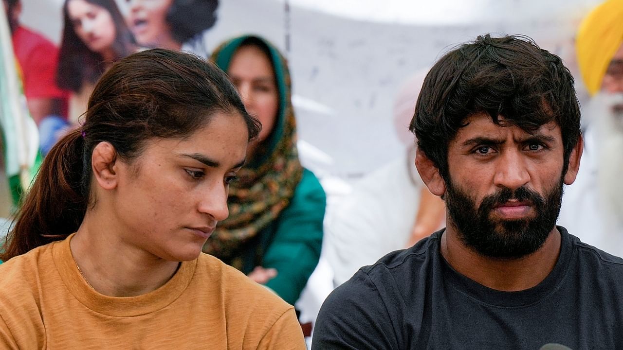 Wrestlers Vinesh Phogat and Bajrang Punia. Credit: PTI Photo