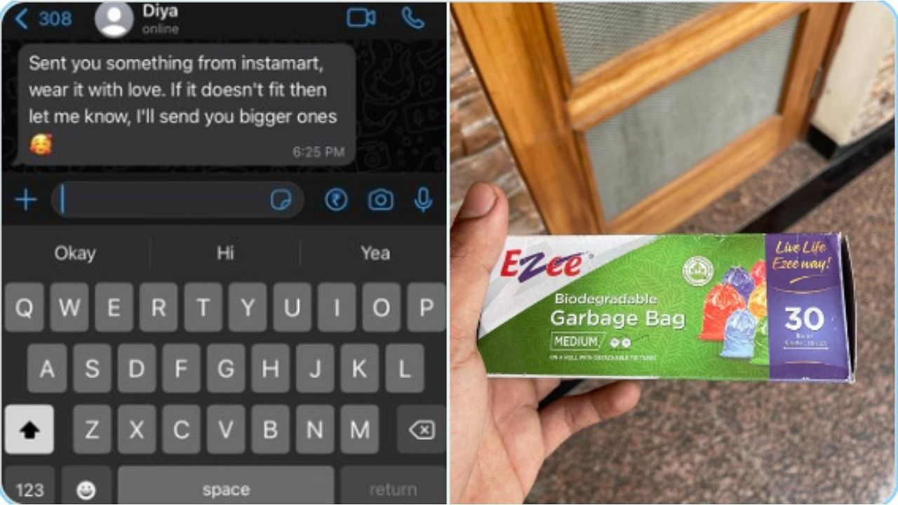The picture posted on Twitter said the woman sent a packet of medium-sized garbage bags to her ex-boyfriend. Credit: Twitter / @yourtwtbro