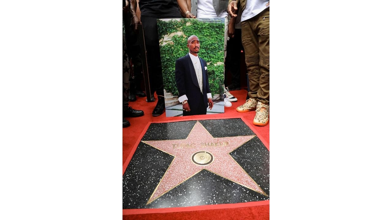 Rapper Tupac Shakur's star was unveiled posthumously on the Hollywood Walk of Fame. Credit: Reuters Photo