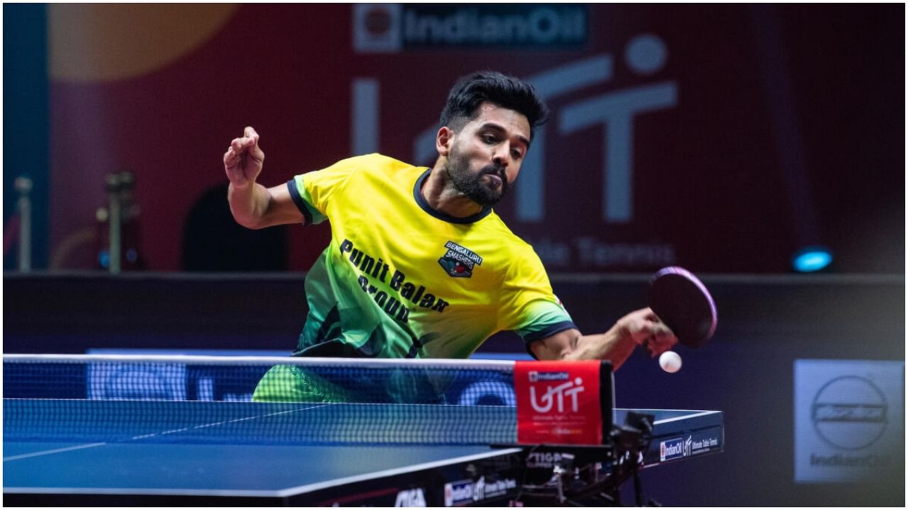 Sanil Shetty is playing for Bengaluru Smashers in the ongoing Ultimate Table Tennis League's fourth season. Credit: Special Arrangement