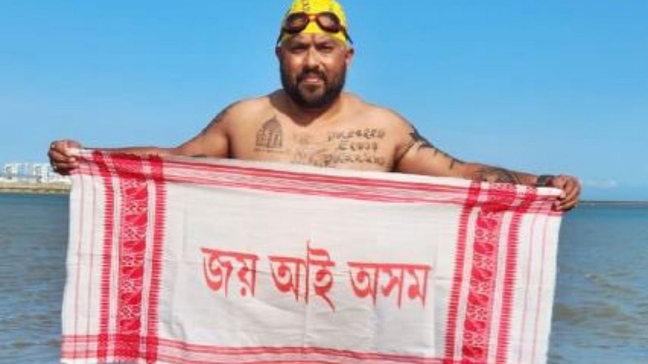 Assam's ace swimmer Elvis Ali Hazarika. Credit:Twitter/HimantaBiswa