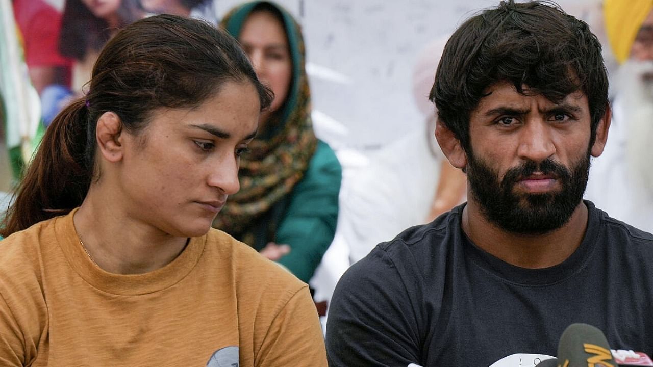 Wrestlers Vinesh Phogat and Bajrang Punia. Credit: PTI Photo