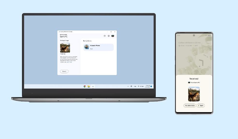 Google finally brings Nearby Share app to Windows PC. Credit: Google