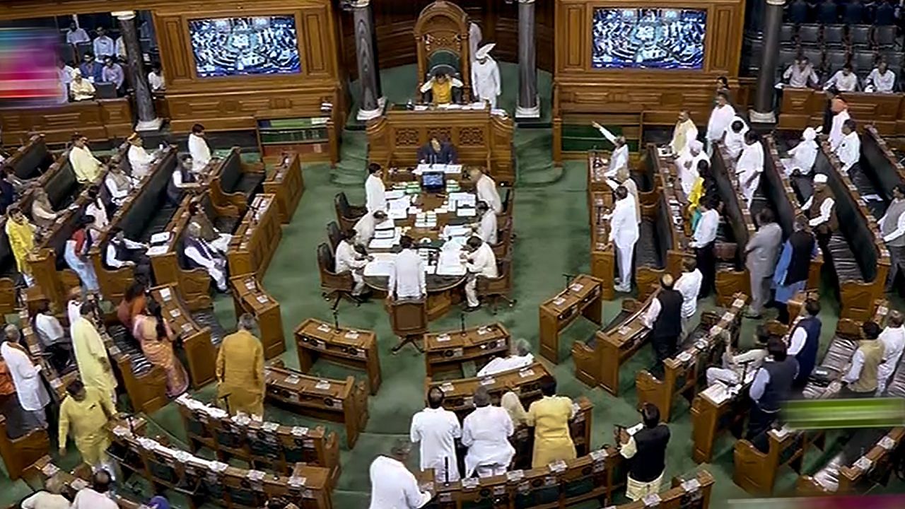 Members in the Lok Sabha on the first day of the Monsoon session of Parliament, in New Delhi. Credit: PTI Photo