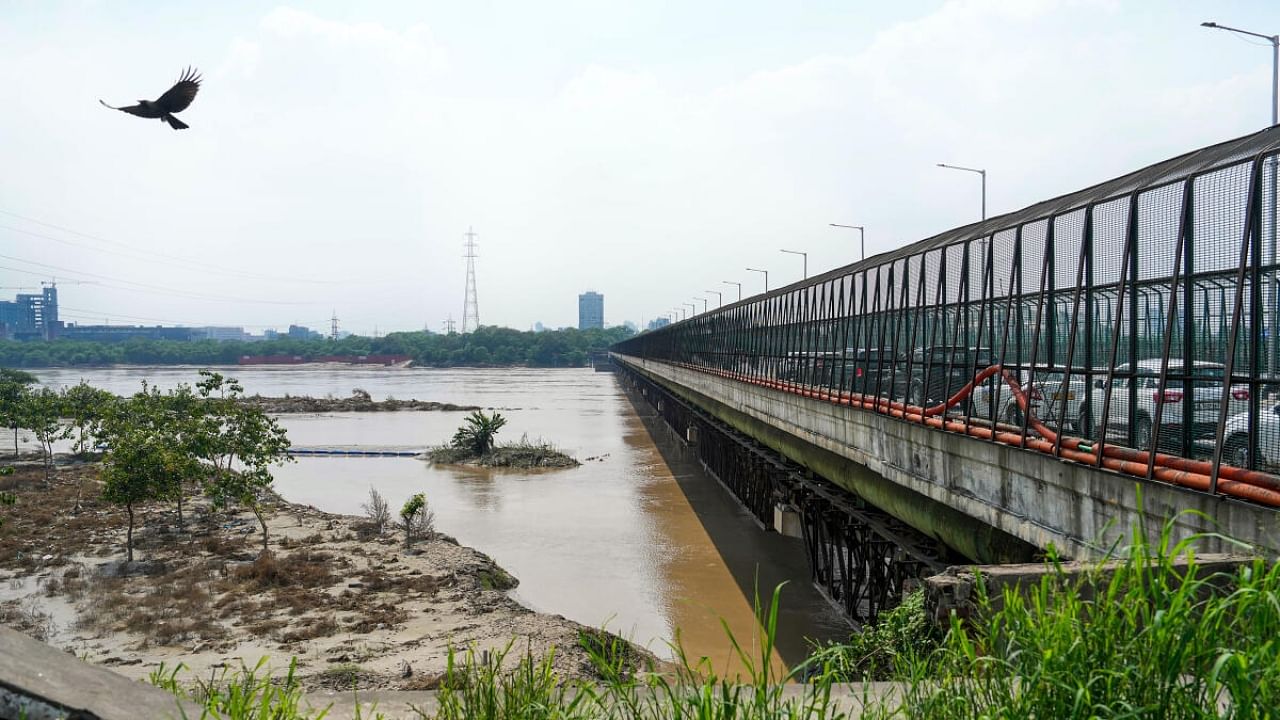  Swollen Yamuna river at ITO, in New Delhi, Thursday, July 20, 2023. Credit: PTI Photo