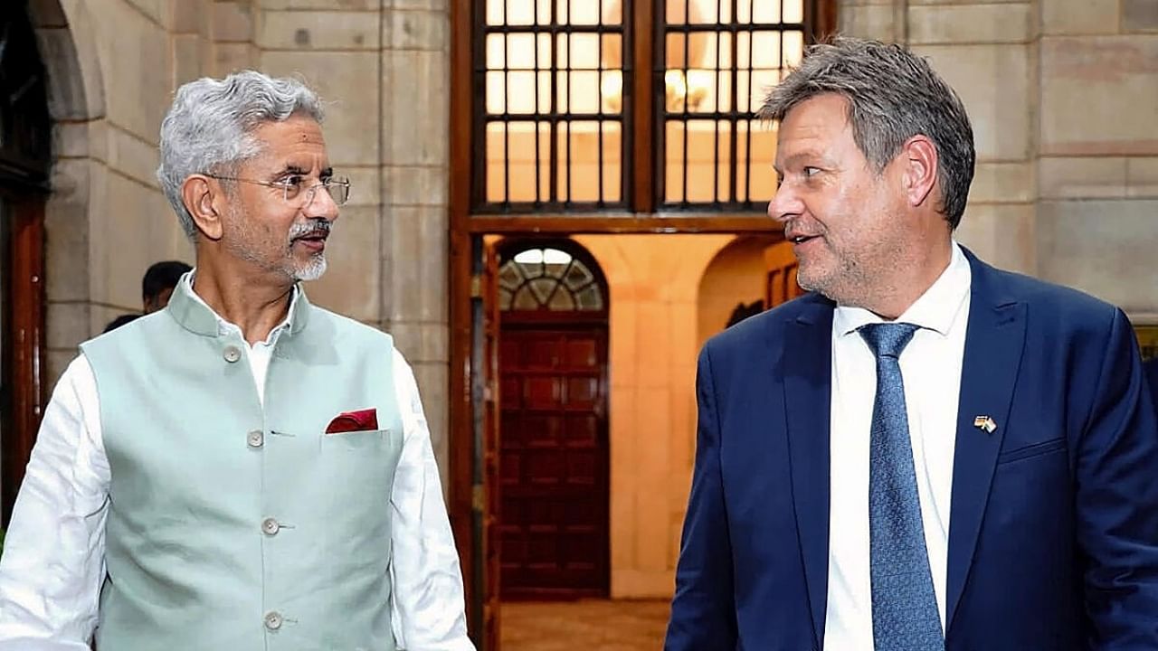 External Affairs Minister S Jaishankar with German Vice Chancellor Robert Habeck, in New Delhi, Thursday, July 20, 2023. Credit: PTI Photo