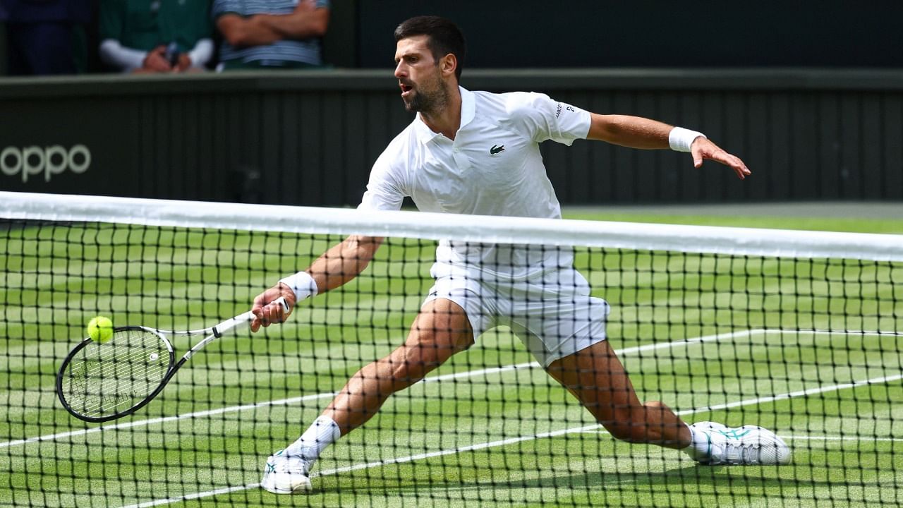 Serbia's Novak Djokovic in action during his final match against Spain's Carlos Alcaraz. Credit: Reuters Photo