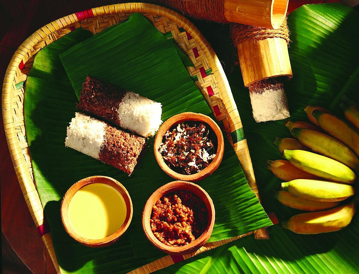 Sri Lankan puttu with sambol.