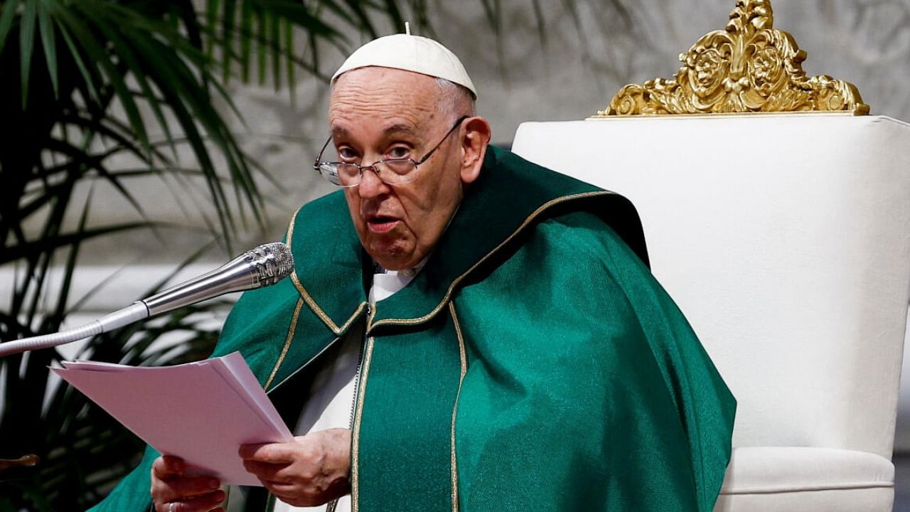 Pope Francis attends the mass for World day for Grandparents and the Elderly in St Peter's Basilica, at the Vatican. Credit: Reuters Photo