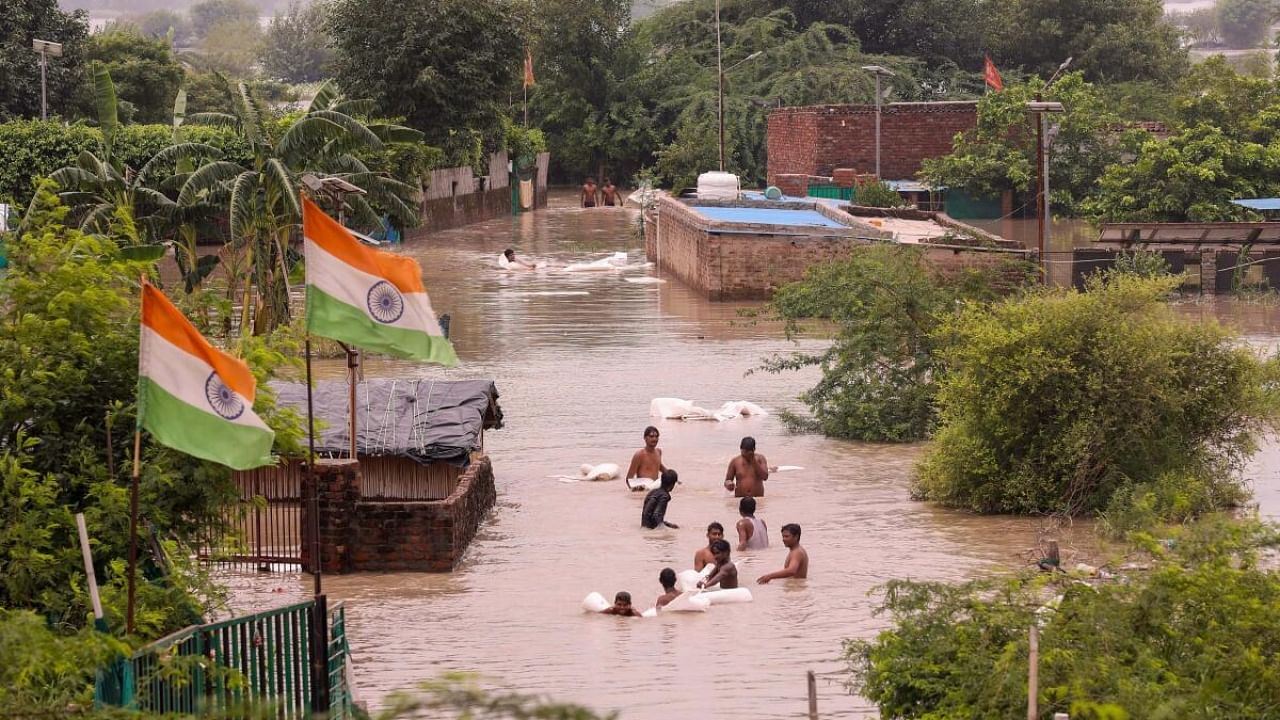 Flooding in Noida. Credit: PTI Photo