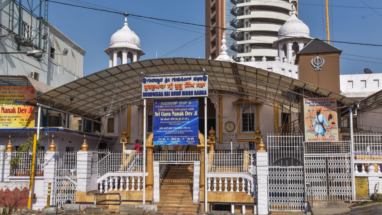 Gurudwara, Sri Guru Singh Sabha at Halasuru in Bengaluru on Thursday. Credit: DH Photo/S K Dinesh
