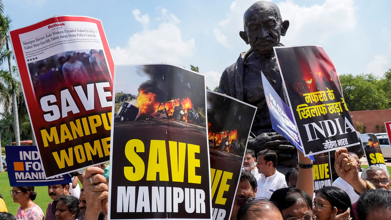 Protest over ethnic violence in Manipur. Credit: PTI Photo