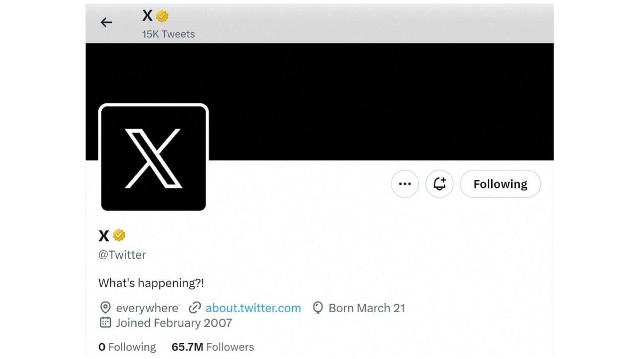 A screen capture of Twitter's official page with an "X" on the profile image. Credit: Reuters Photo