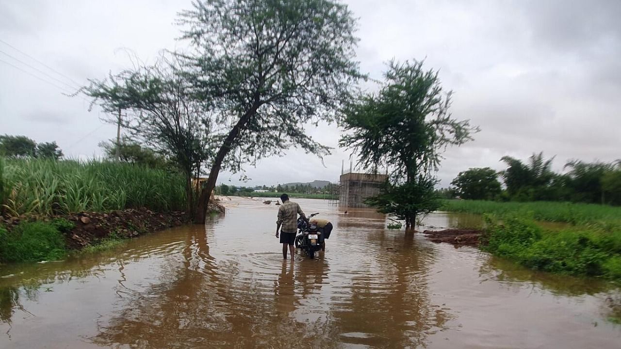 Yesterday, the state government put four districts - Kalaburagi, Bidar, Yadgir and Vijayapura - on high alert in the wake of heavy rainfall. Credit: DH Photo