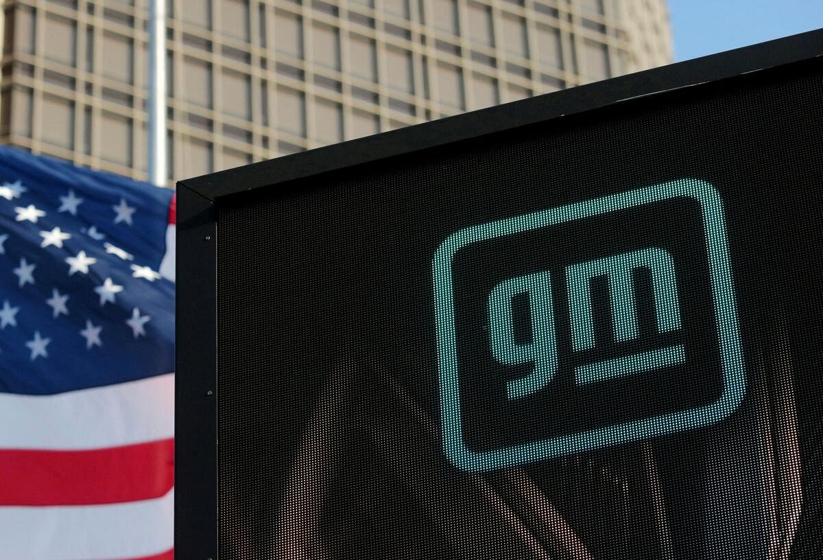 GM logo is seen on the facade of the General Motors headquarters in Detroit, Michigan, US. Credit: Reuters File Photo