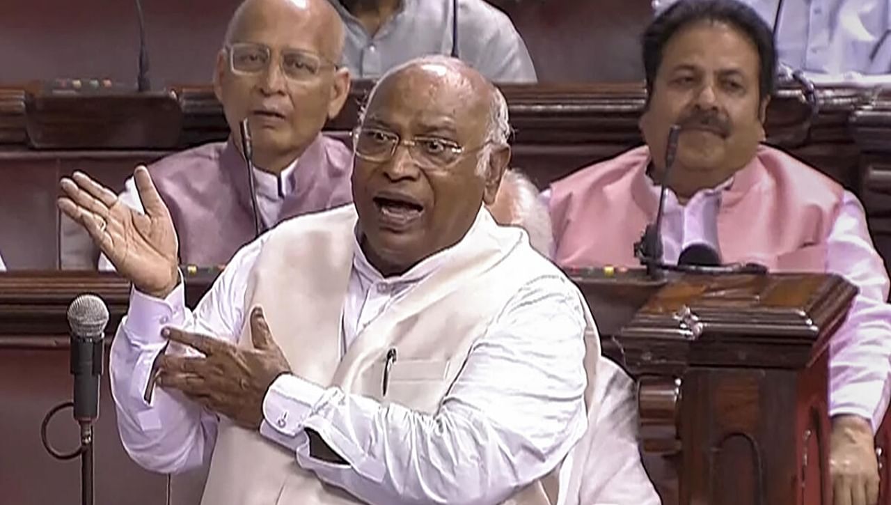 Leader of Opposition in Rajya Sabha Mallikarjun Kharge. Credit: PTI Photo