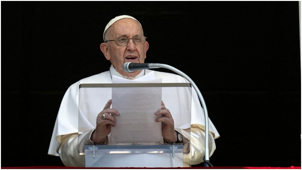 Pope Francis leads the Angelus prayer from his window at the Vatican, July 9, 2023. Credit: Reuters Photo