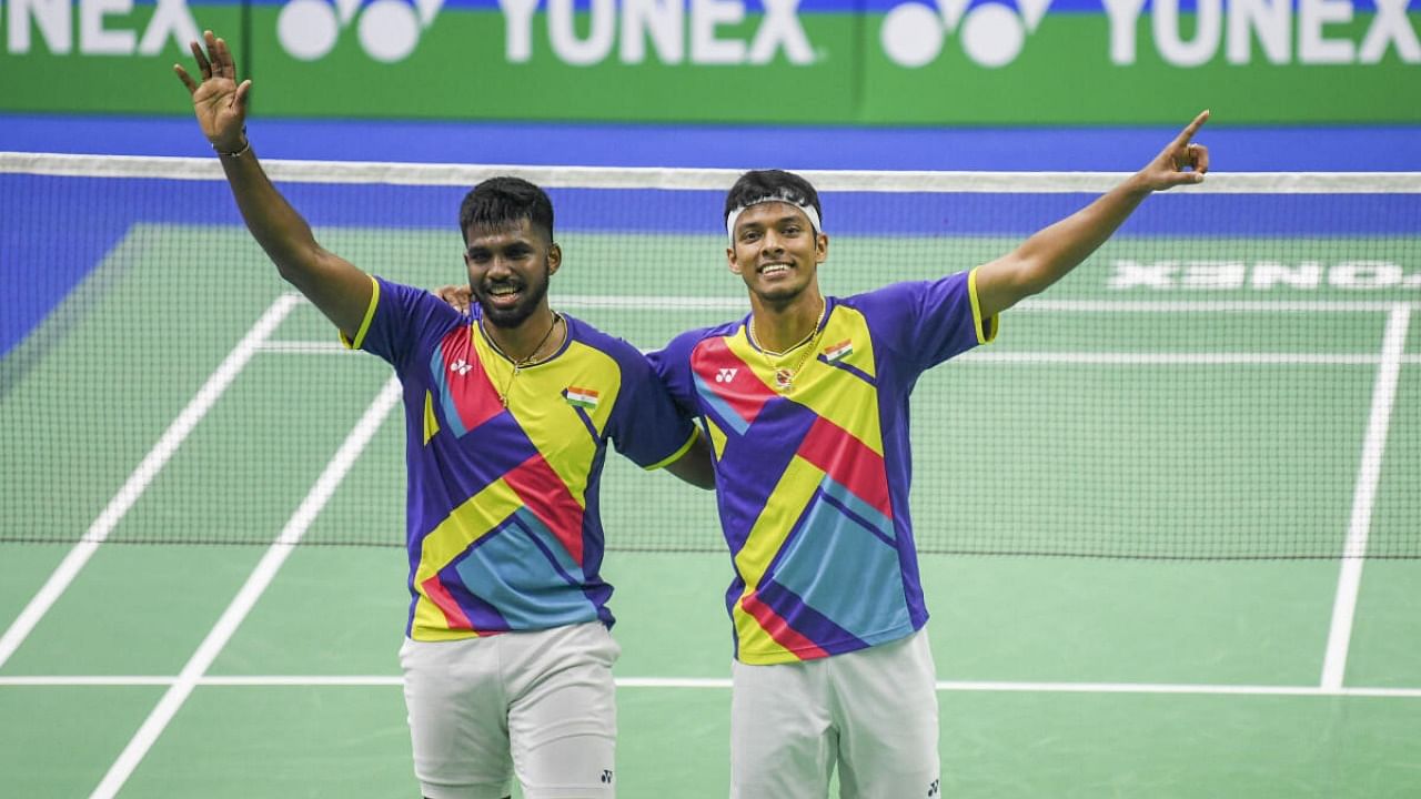 Badminton players Chirag Shetty and Satwiksairaj Rankireddy. Credit: PTI Photo