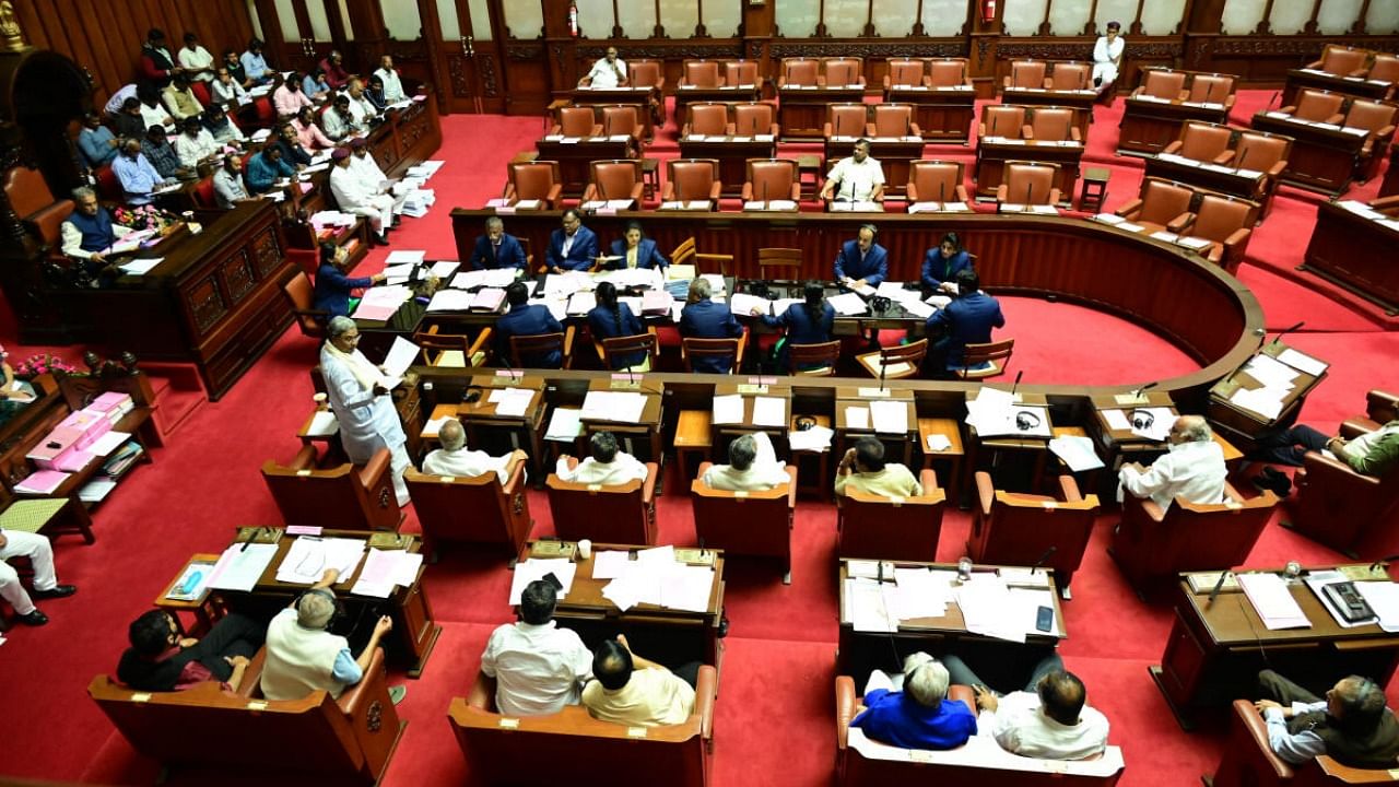 Chief Minister Siddaramaiah address at the Legislative council session in Bengaluru. Credit: DH Photo