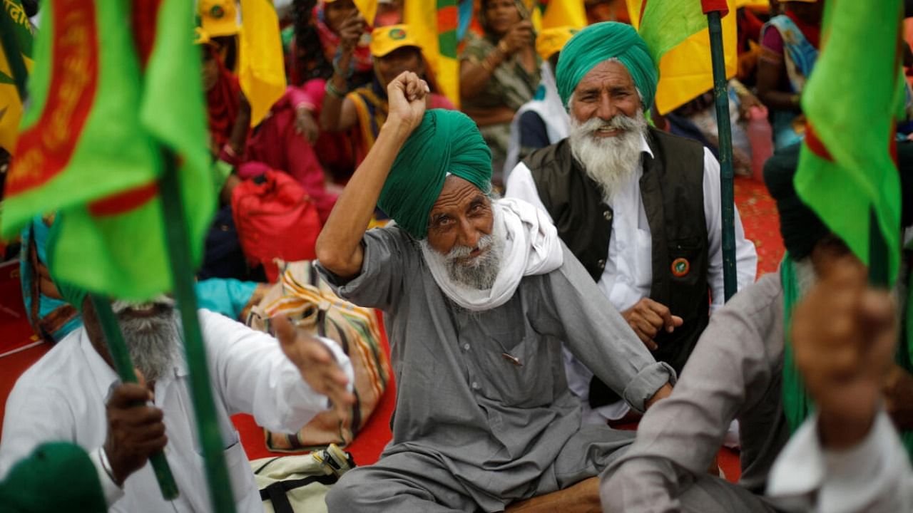 <div class="paragraphs"><p>Farmers during the 'Dilli Chalo' protest</p></div>