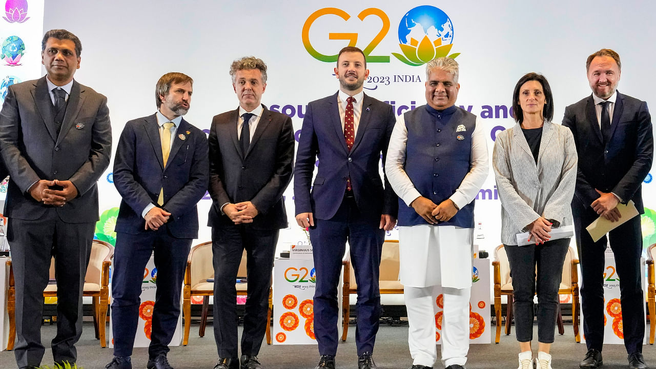 Launch of Resource Efficiency and Circular Economy Industry Coalition (RECEIC) at the 4th G20 Environment and Climate Sustainability Working Group (ECSWG) meeting. Credit: PTI Photo