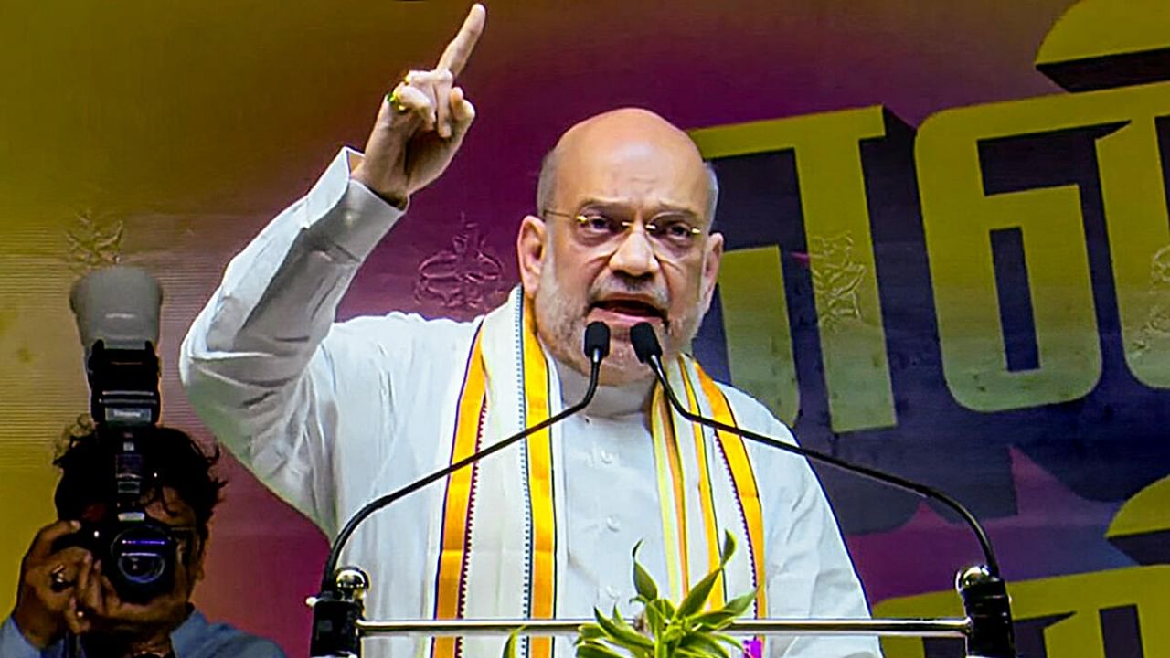 Union Home Minister Amit Shah speaks at the the launch of Tamil Nadu BJP president K Annamalai’s six-month-long padayatra ‘En Mann, En Makkal (My Land, My People)’ in Rameswaram. Credit: PTI Photo