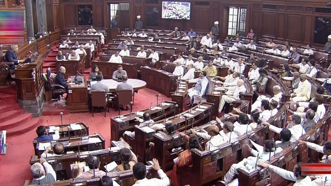  Rajya Sabha Chairman Jagdeep Dhankhar conducts proceedings in the House during the Monsoon session of Parliament, in New Delhi, Friday, July 28, 2023. Credit: PTI Photo