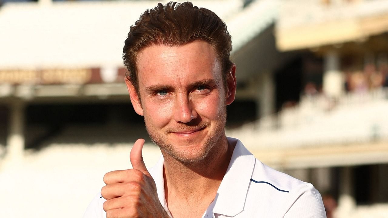 England's Stuart Broad gestures after announcing his retirement from cricket at the end of play on day 3. Credit: Reuters Photo