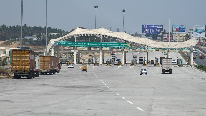 A view of Sheshagirihallitoll plaza on Bengaluru-Mysuru Expressway after it was opened to the public with toll collection, on Wednesday, March 15, 2023. Credit: DH File Photo