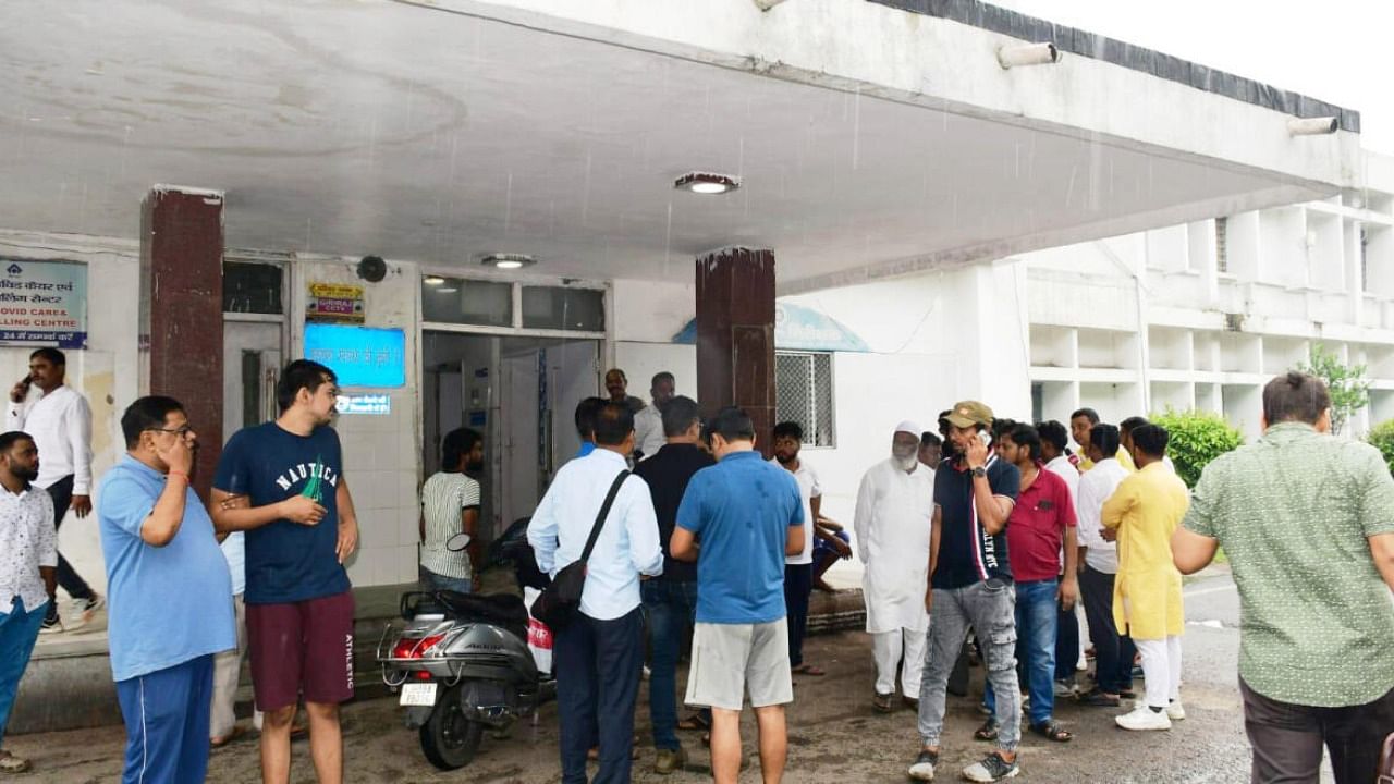 Relatives gather at a referral hospital in Bokaro where injured being treated after they were hit by a 11000 volt high tension line during Muharram procession. Credit: PTI Photo