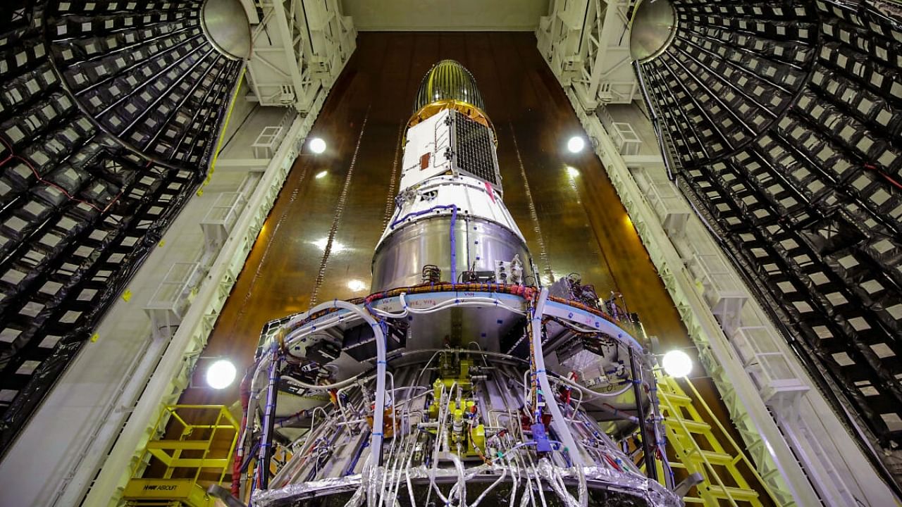 Preparations underway for the launch of ISRO's PSLV-C56 carrying Singapore’s DS-SAR satellite along with 6 co-passenger satellites. Credit: PTI Photo