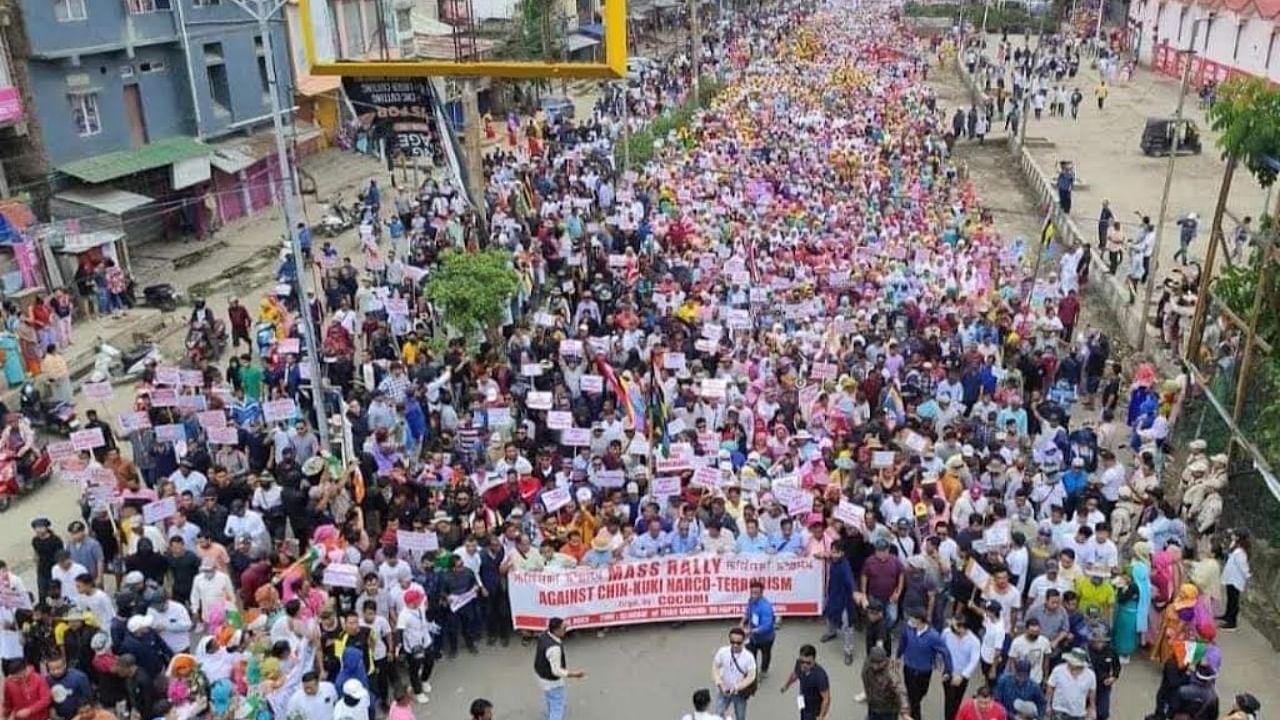 A rally organised by Meitei organisations in Imphal, Manipur on Saturday. Credit: Special Arrangement