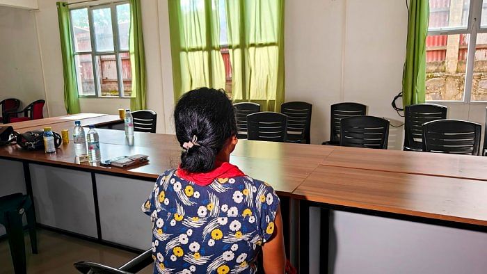 Mother of one of the women who were paraded naked by a few men in violence-hit Manipur, in Churachandpur district. Credit: PTI Photo