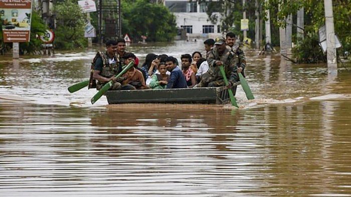 Army personnel during a flood relief and rescue operation. Credit: PTI Photo  