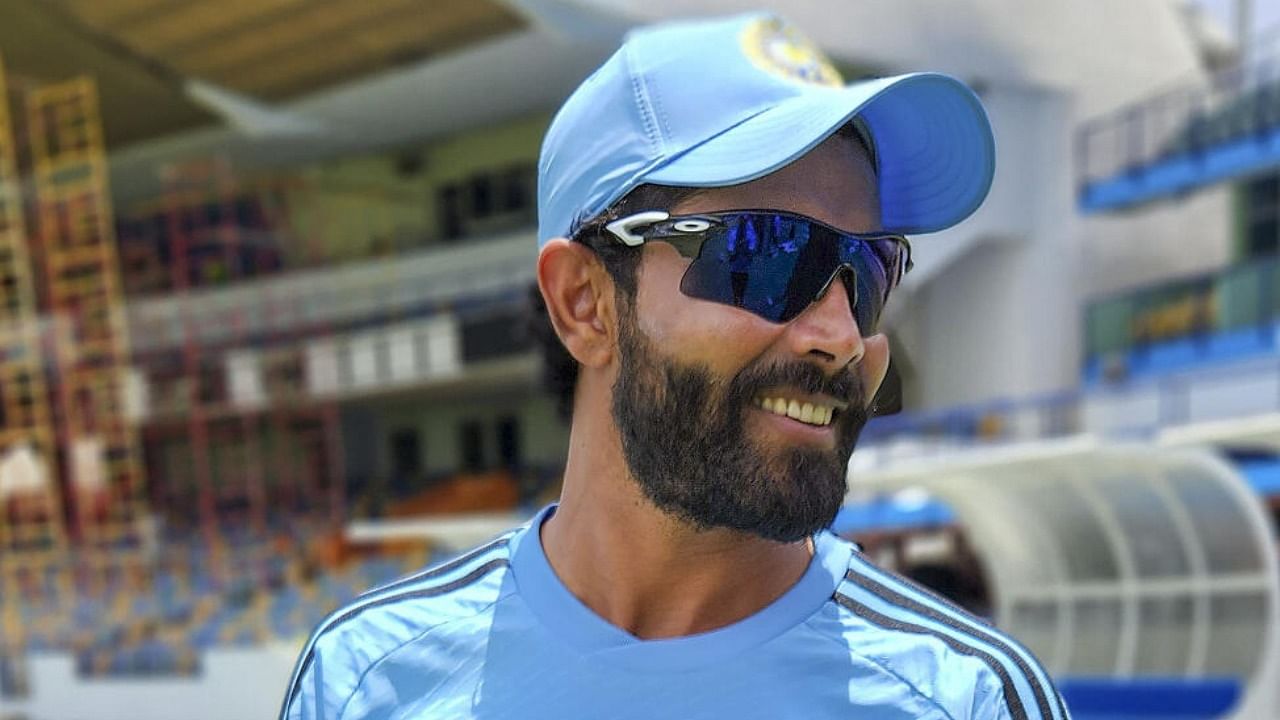 Ravindra Jadeja during a practice session ahead of an ODI match against West Indies. Credit: PTI Photo