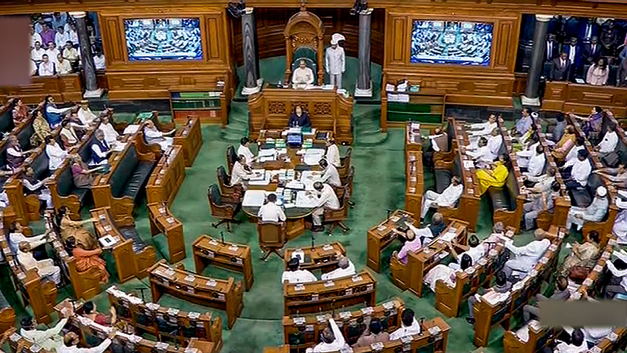 A view of the Lok Sabha during ongoing Monsoon session of Parliament. Credit: PTI Photo