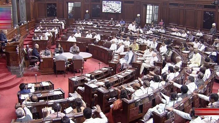 New Delhi: Rajya Sabha Chairman Jagdeep Dhankhar conducts proceedings in the House during the Monsoon session of Parliament, in New Delhi, Friday. Credit: PTI Photo